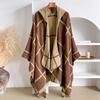 Ethnic Style Knit Shawl Faux Cashmere Cape Women Travel Outdoor Wear Warm Winter