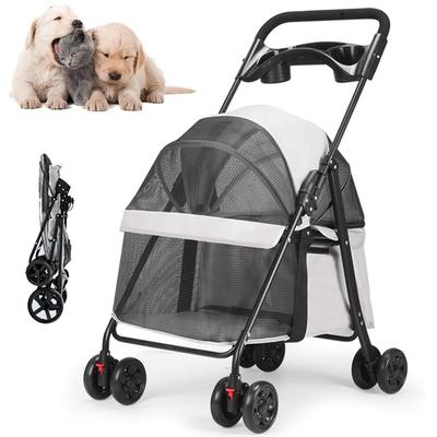 Athvcht Тележка для питомцев с прогулочной коляской для собак Легко Легко хранить Собака Большая Тяжелая нагрузка Для собак и кошек Колесики, Вращение на 360°, Коляска, (49x69x97СМ,