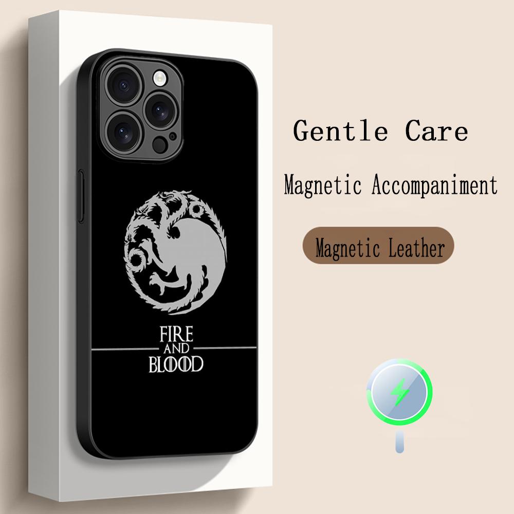 G-game of T-thrones fashion poster logo Phone Case For iPhone 17 16 15 14 13 12 Plus Pro Max High-end Luxury Magsafe Sheepskin