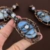 Owyhee Opal, Moonstone Gemstone Copper Wire Wrap Pendant 3.39"