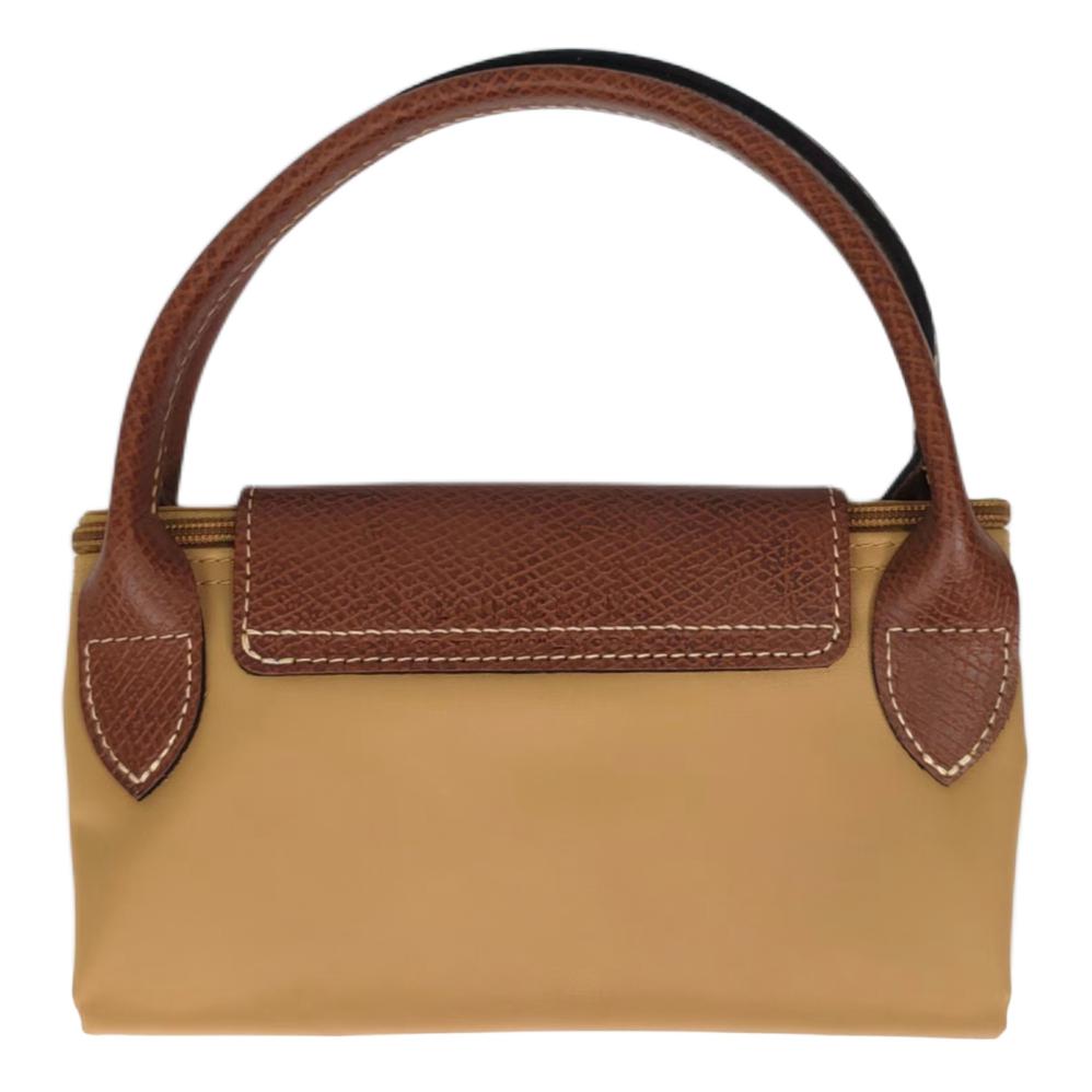 Longchamp Сумка-тоут Le Pliage Original Series с тисненым логотипом из нейлонового холста и кожи, форма «пельмень», маленькая, женская, светло-коричневая 1621089P86