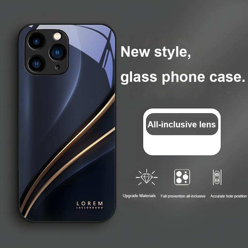 Градиентный Lorem Черный для iPhone 15 14 13 12 11 Pro Max X XS XR 7 8 Plus 2020 22 SE Черный чехол из закаленного стекла для телефона