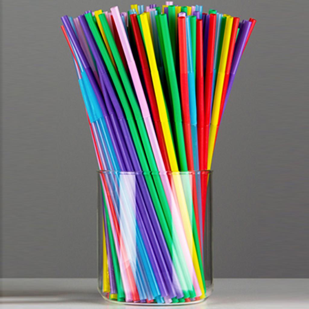 Flexible  Party Disposable Plastic Drinking Straws - Assorted Colors 100PCS