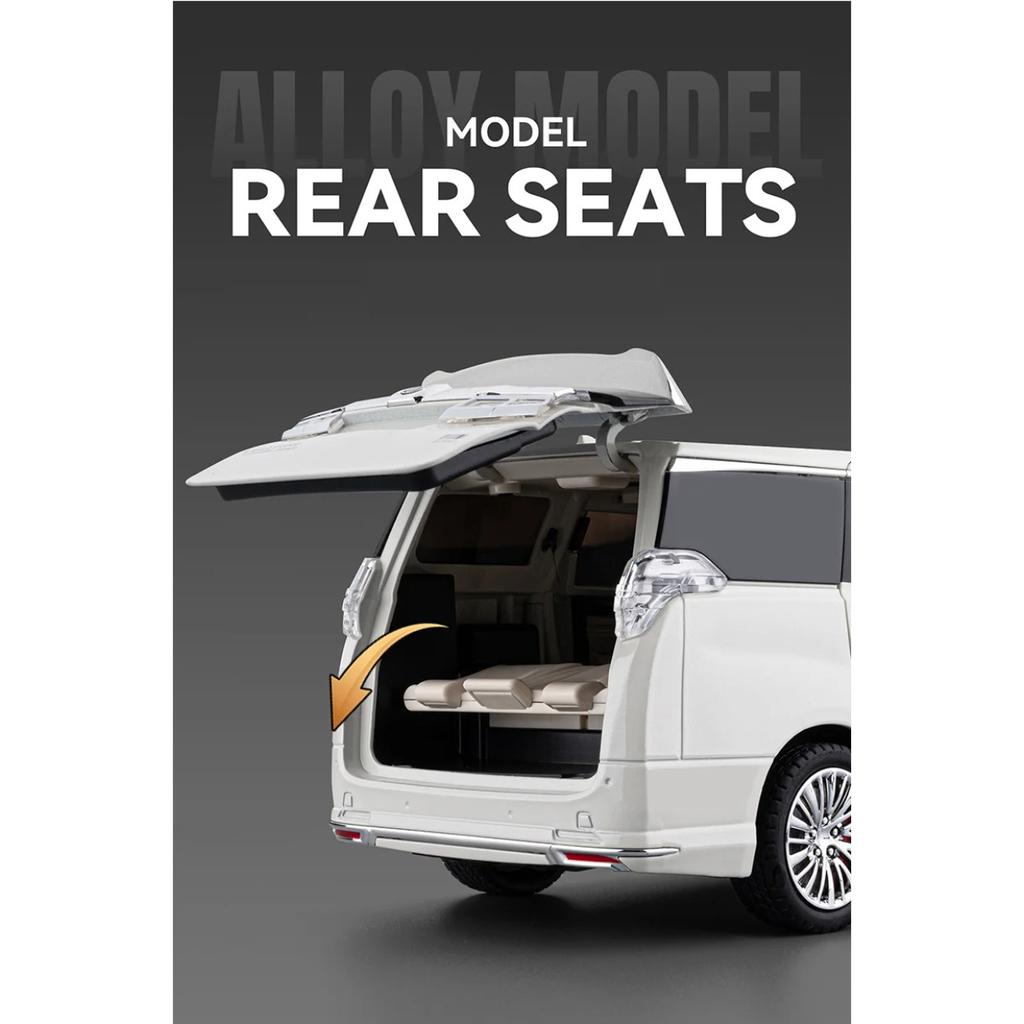 1/18 Toyota Vellfire MPV Automatic Door Alloy Car Model Sound and Light Pull Back Children's Toy Collectibles Birthday Gift