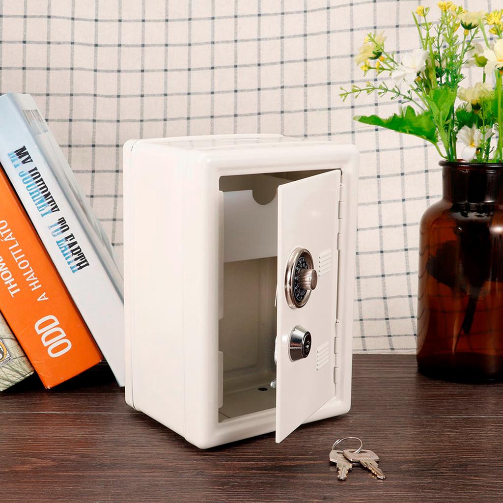 Детская обучающая игрушка, копилка, пароль, наличные монеты, экономия, сейф, подарок в стиле с 2 ключами (белый)