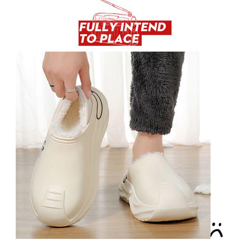 2024 Новые мужские водонепроницаемые хлопковые тапочки на каблуке — нескользящие, устойчивые к фекалиям, идеально подходят для использования в помещении и на улице осенью и зимой.