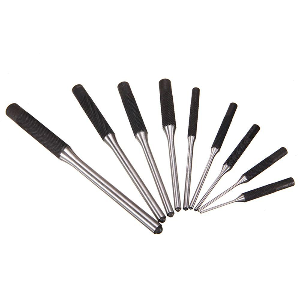 Craft 9pcs/Set Round Head Heavy Duty Multi Size Punch Locator Pin Punch Roll Pins Punch Gouge Tools