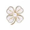 Брошь-клевер с четырьмя лепестками и жемчугом для женщин, элегантная и универсальная, модные и высококлассные аксессуары для одежды