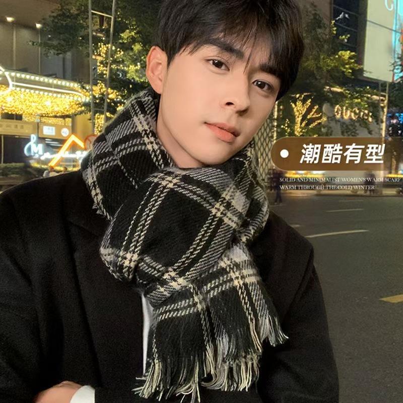 Scarf Plaid Girl Christmas Atmosphere Vintage Versatile Knitting Winter Premium Red Shawl Scarf Scarf