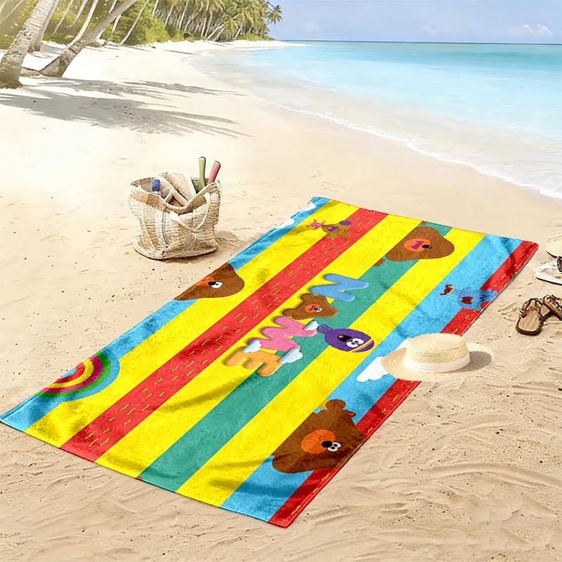 Custom Name,Hey Duggee Print Beach Towel, Large Soft Quick Dry Towel for Beach Camping Swimming