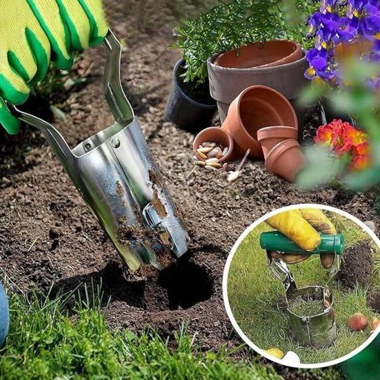 Копалка для посадки отверстий для семян и луковиц Легкий разбрасыватель садовых семян с деревянной ручкой Ручной инструмент для тюльпанов, нарциссов, шафрана