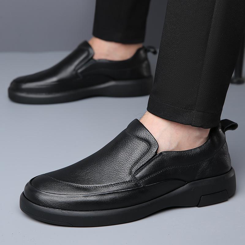 High End Brand Men's Leather Casual Shoes Thick Soled Wear-resistant Men's Oxford Shoes Commuting Anti Slip Driving Shoes