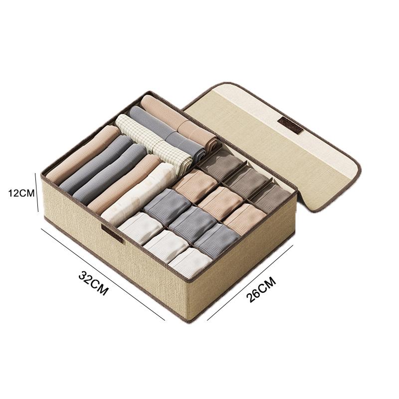 3-в-1 Ткань Нижнее белье Носки Шкафы Ящик Органайзер Коробка Для Домашнего Использования Шкаф Для Хранения Складной Хлопок Лен Современный Простой
