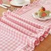 Washed Cotton Table Scarf Ruffle Edge Runner Washed Cotton Ruffle Table Runner  Farmhouse Decor
