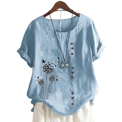 Очаровательная женская повседневная футболка с 11 яркими принтами и пуговицами