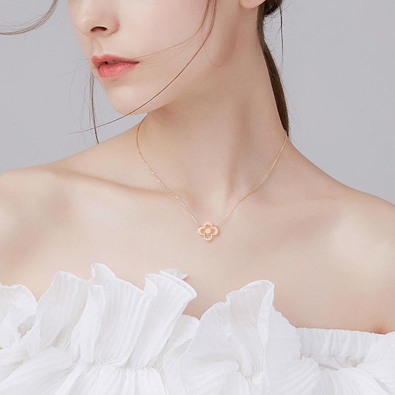 Простое ожерелье с четырьмя листочками клевера для женщин, подвеска в виде счастливой травы, цепочка на ключицу, универсальная