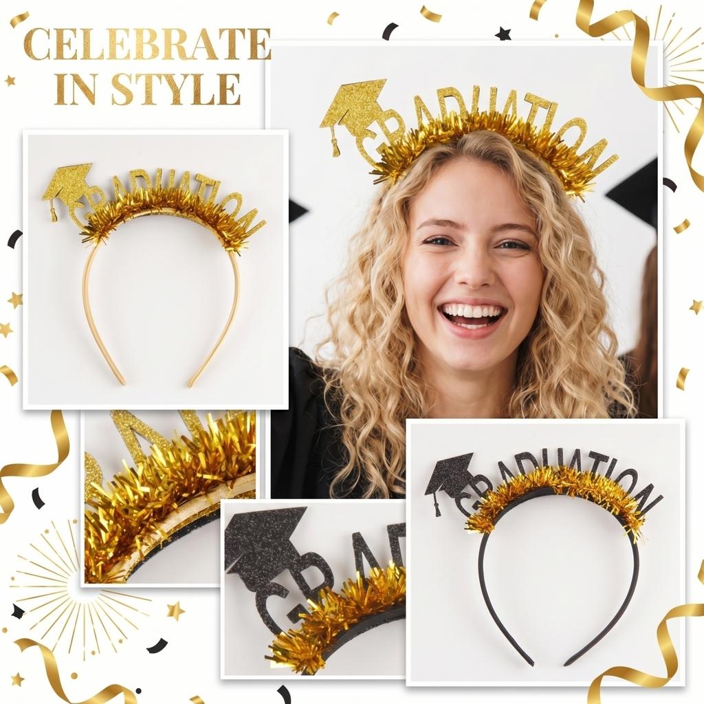 Graduation Decoration Bachelor's Hat Hair Hoop Graduation Party Funny Photography Props Decoration