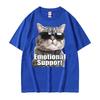 Funny Cat Emotional Supports Cool With Sunglasses T Shirt Unisex Unisex Vintage Trend Tshirt Casual Oversized High Quality T Shirts