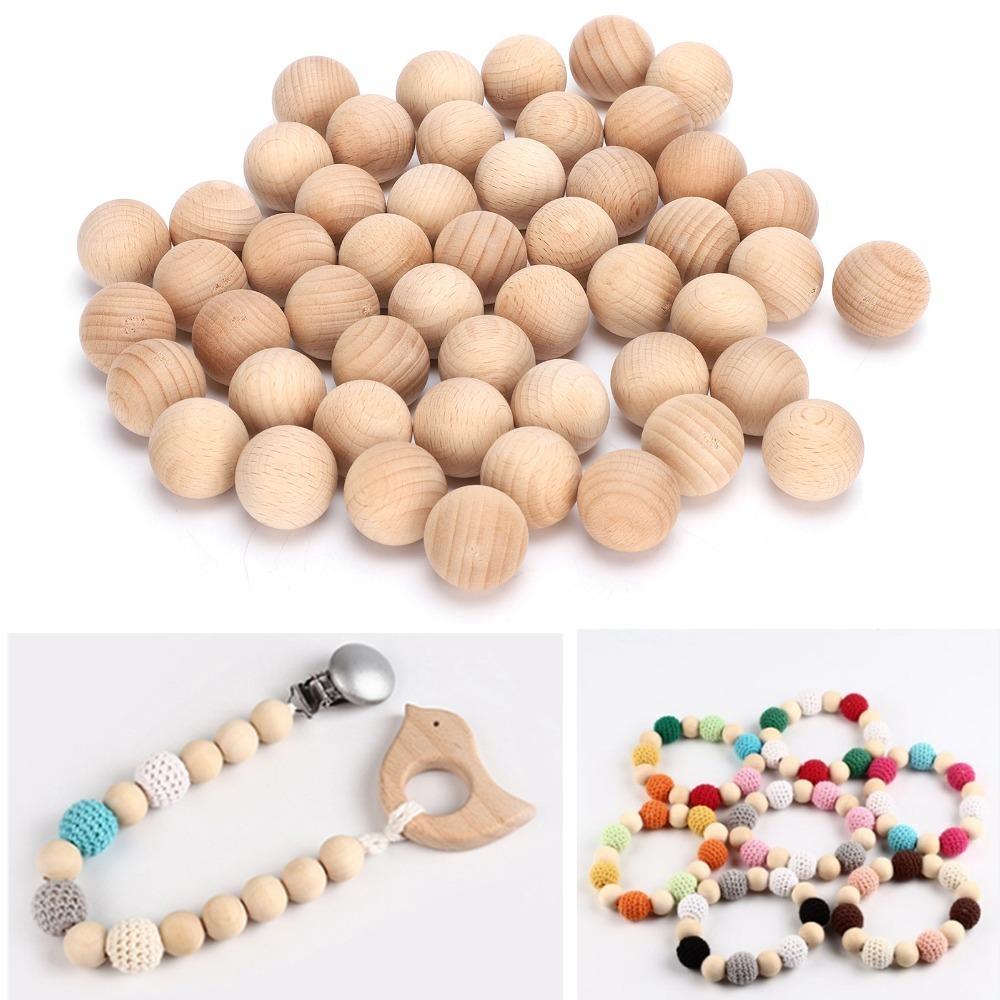 50PCS Beech Unfinished Wood Balls Easy to Paint DIY Wooden Balls Wooden Round Balls Art Projects