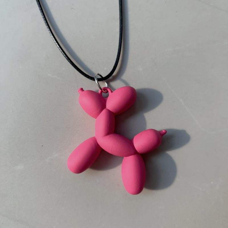 Black Rope Balloon Dog Pendant Necklace Women's High-End Sense Niche Design Sweater Chain Unique Hip-Hop Couple Jewelry