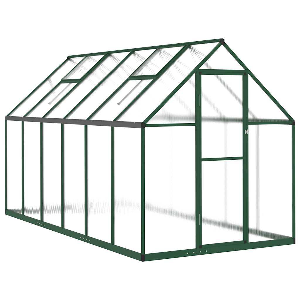 Green Greenhouse with Foundation Frame 334 x 169 x 195 cm Aluminum