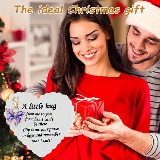 Подвеска-бабочка с вдохновляющей карточкой Эмоциональная поддержка Карманные обнимашки Брелок-подвеска в виде бабочки Украшение для кошелька Рождественский подарок на день рождения Подарок для поддержки