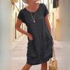 Женское летнее миди-платье однотонной расцветки, повседневное свободное платье с карманами, больших размеров