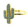 [P8348] - Handcrafted Gold Turquoise 'Cactus' Ring - 14x8 Mm