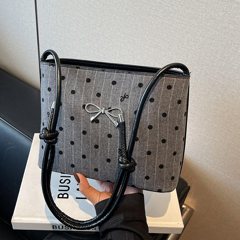 Новая нишевая высококлассная холщовая сумка в горошек, модная, на одно плечо, с бантом, нишевая, ручная сумка, сумка-кроссбоди
