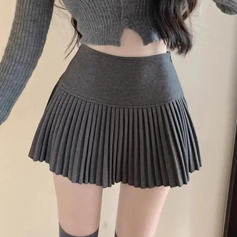 Шерстяная плиссированная юбка, женская корейская милая сексуальная трапециевидной формы с высокой талией, экстремальная мини-юбка, осень-зима, винтажная школьная
