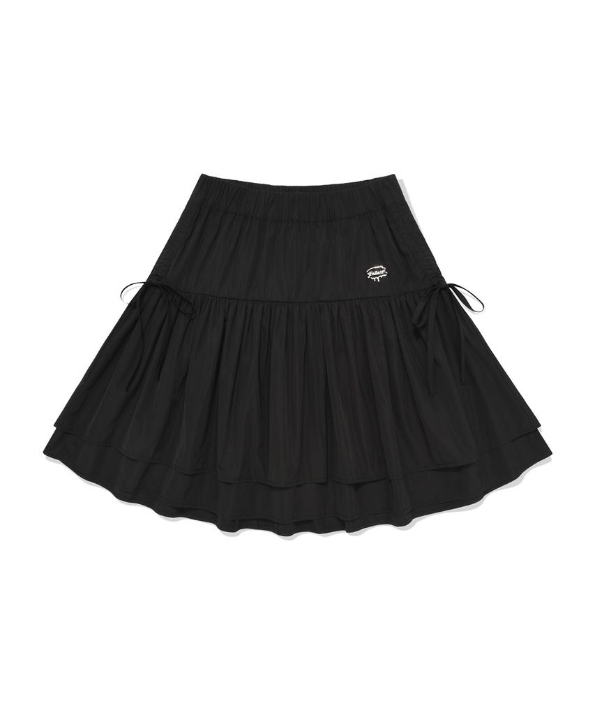 Pallet Layered Shirred Mini Skirt Black