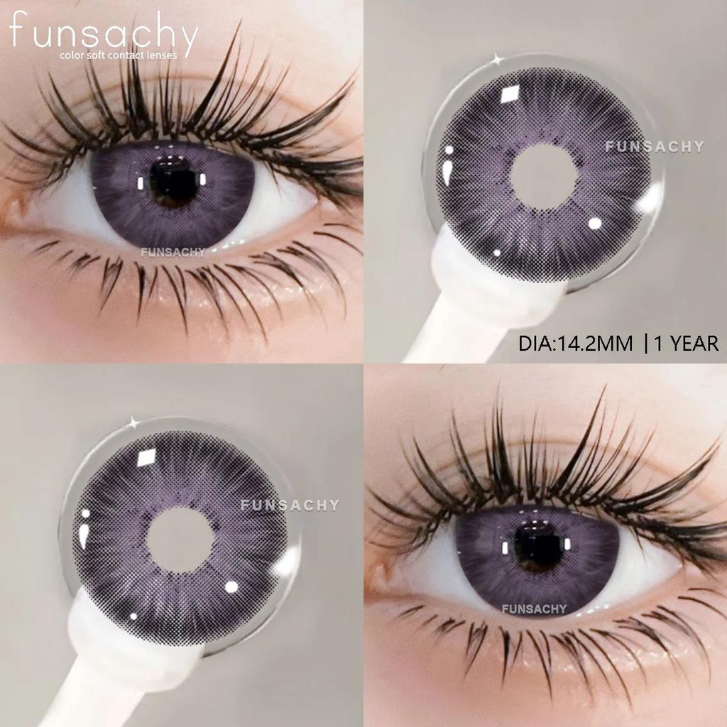 FUNSACHY 1 пара корейских линз, цветные контактные линзы, натуральные линзы для глаз, мягкие голубые линзы для зрачков, новые коричневые косметические средства, годовая цена