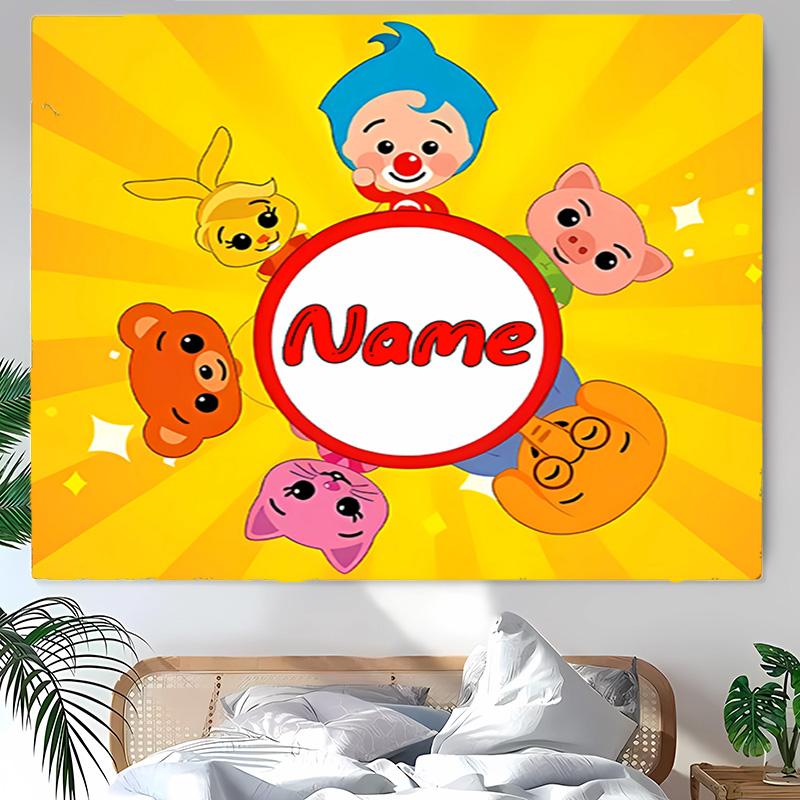 Personalized plim plim Background Tapestry,Custom Name Birthday Party,Multifunctional Wall Decoration for Home Decor,Various Occasions