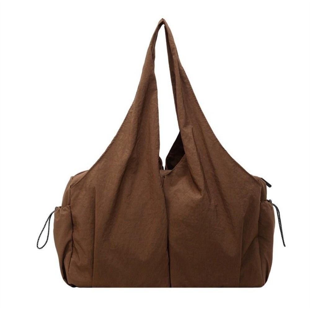 Versatile Large Capacity Shoulder Bag Lightweight Top Handle Bag Wrinkled Fabric Texture Bag Women