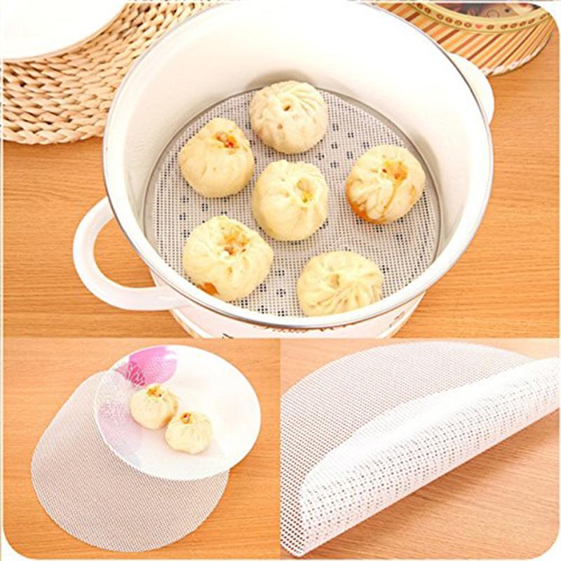Non-Stick Round Steamer Mesh Pad Thickened Reusable Silicone Dehydrator Sheets Kitchen Baking Accessories Steamer Mat