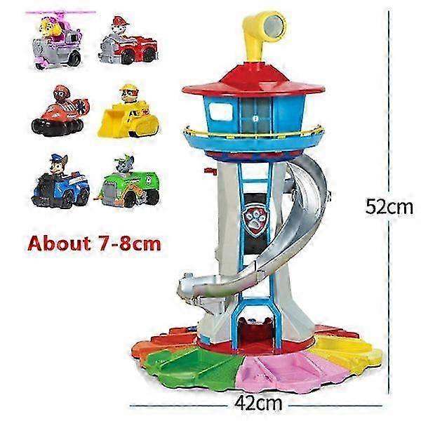 Large Size Interactive Rescue Pup Tower Toy Set - Kids Action Figures Vehicles Boys Birthday Gift
