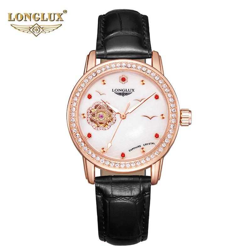 LONGLUX новые механические часы со скелетом женские автоматические водонепроницаемые модные трендовые женские часы