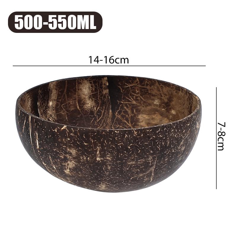 1 шт. Натуральные кокосовые миски для сервировки салатов, овсянки и йогурта. Многоразовая деревянная миска из кокосовой скорлупы. Набор кухонной посуды.