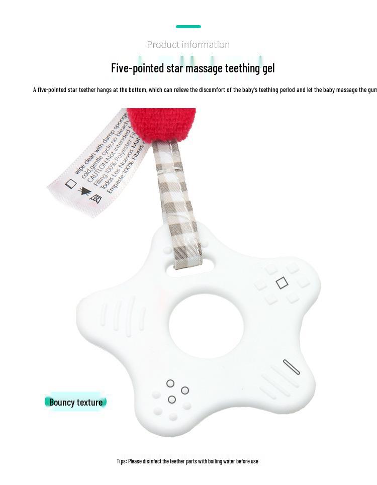 Детская музыкальная плюшевая игрушка-подвеска с прорезывателем в виде мишки и зайчика - Многофункциональная развивающая подвесная игрушка для кроваток и автокресел