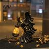 Battery Operated Spooky Light Halloween Witch Resin Lantern, Gothic Ghoul Terrifying LED Night Light, Mysterious Accessory Waterproof Hell