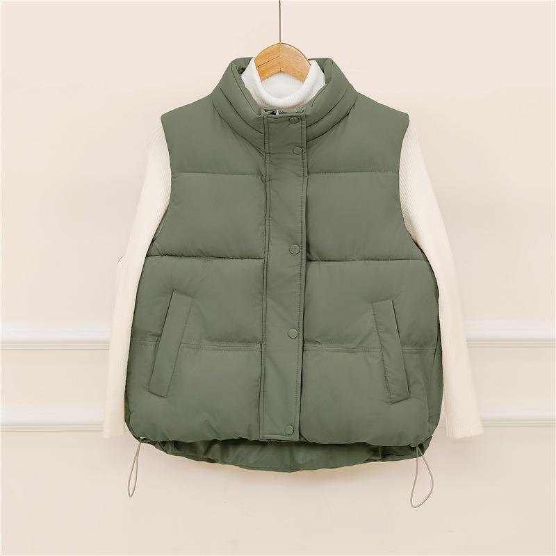 Vest Fashionable Warm Solid Color Cotton Short Stand-up Collar Vest Vest Vest Vest Sleeveless New Versatile Coat