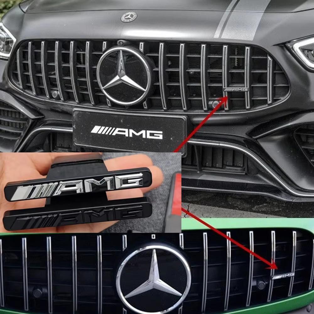 FCUI6 3D AMG Logo Emblem Car Front Grille Badge Car Styling For Mercedes Benz AMG W124 W168 W169 W176 W177 W202 W203 W204 W205 W210