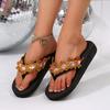 Luxury Colourful Crystal Decoration Flip Flops Women 2025 Summer Black Wedge Heels Slippers Comfortable Light Weight Sandals
