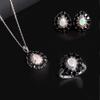 Gorgeous Design Natural Opal Black Spinel Drop Ring Earrings Necklace Set for Women's Anniversary & Birthday Gifts S925 Silver