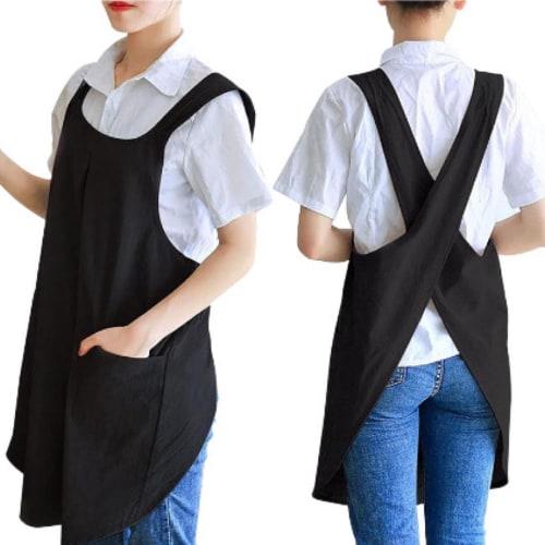 bh life Stylish Linen Apron for Men and Women, Lightweight, One-Piece, Cross-Shaped Work Apron, Kitchen Apron for Adults, Simple, Plain Cotton, Cute,