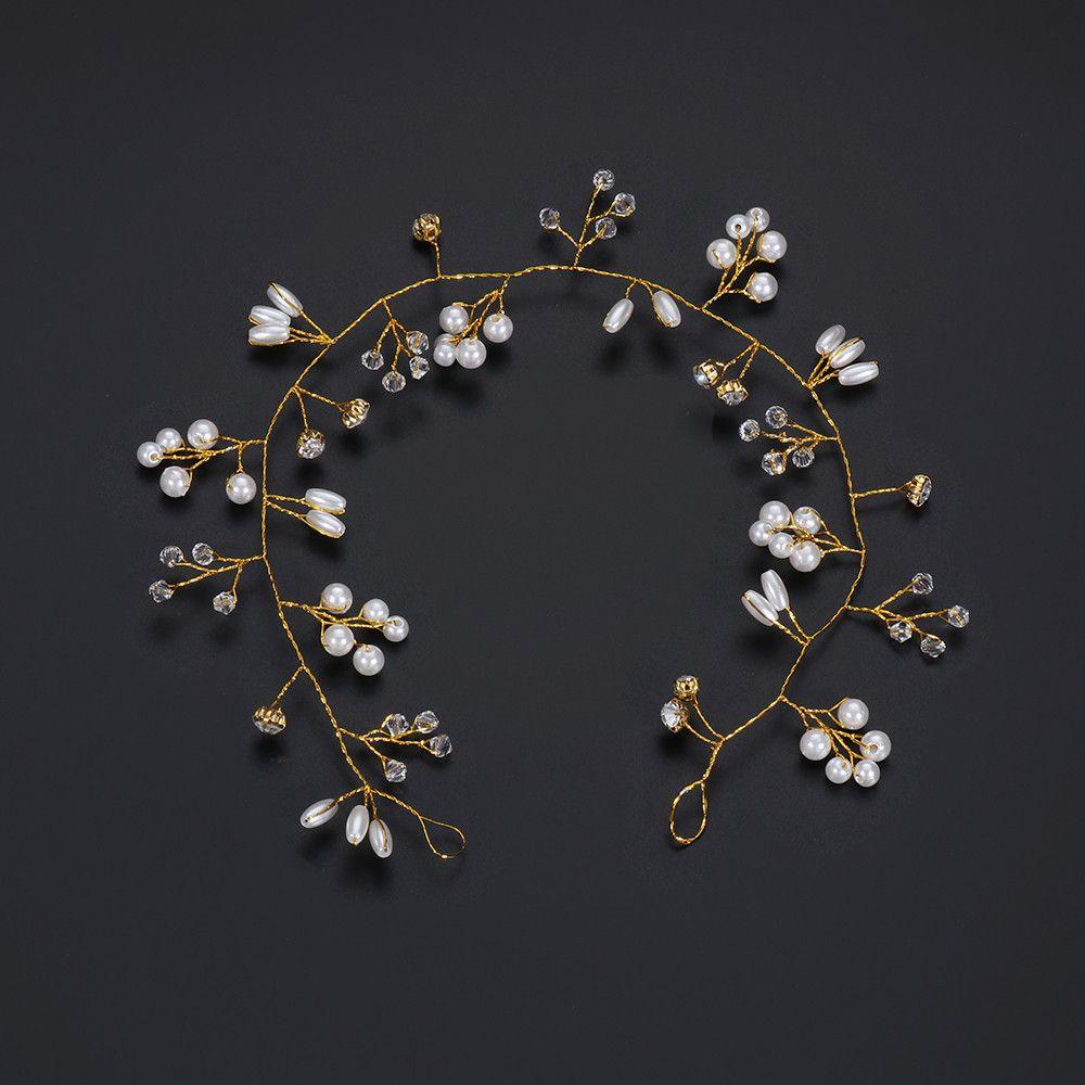 Headpiece Hair Jewelry Romantic Pearl Crystal Diamante Headband Wedding Hair Vine Bride Accessories