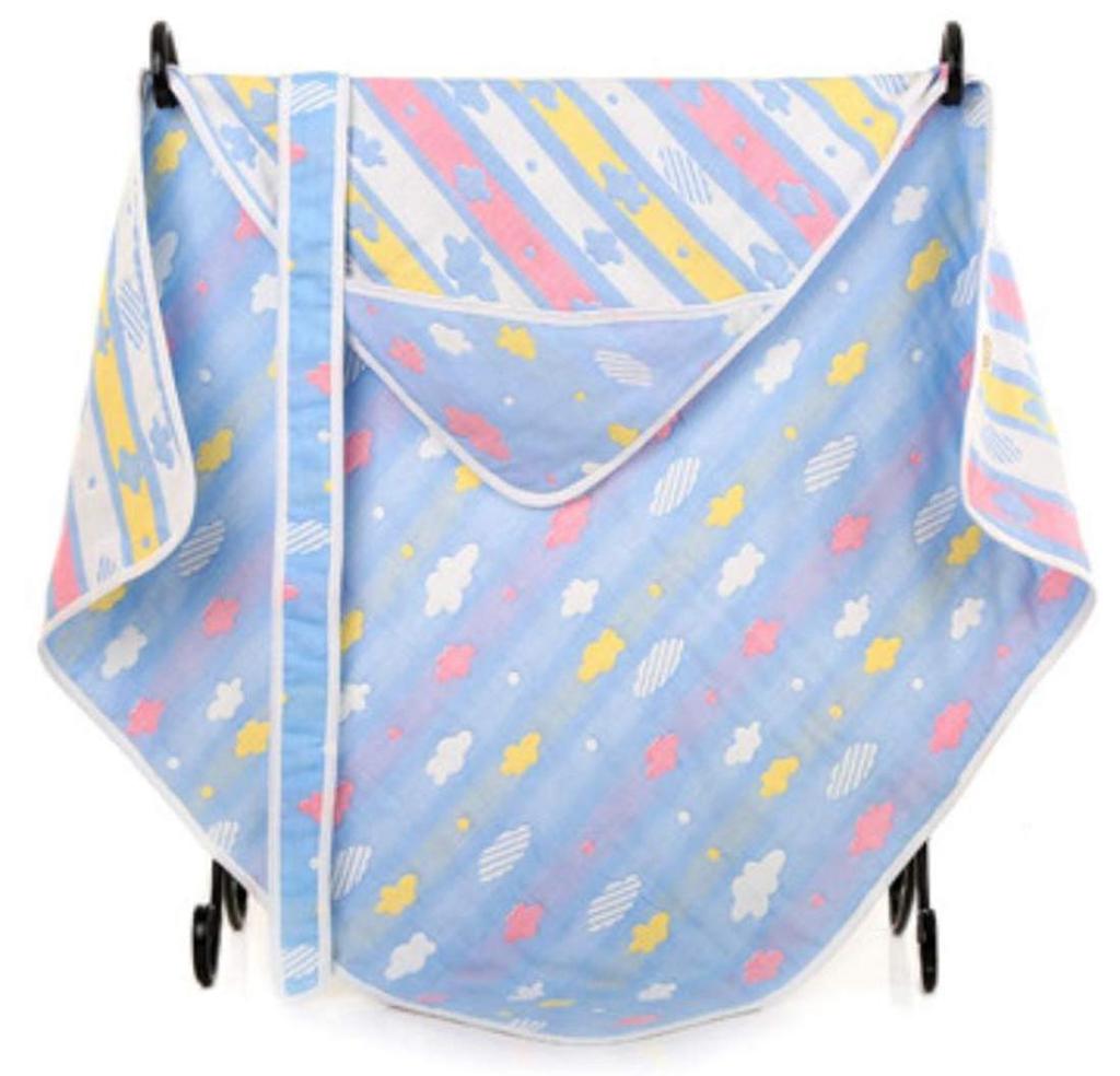 Пеленка для новорожденных, детское банное полотенце, одеяло из хлопковой марли [Boasorchi] 100% 6-слойная (синий)