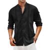 Cotton Linen Shirt Stand-up Collar European and American Men's Casual Buttons Summer Beach Vacation