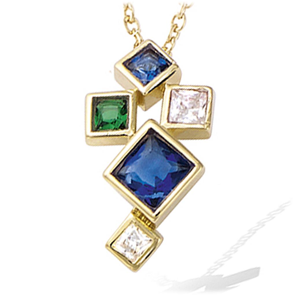 Les Trésors De Lily [P5100] - Gold Plated Pendant 'Sissi' Blue Green White Gold - 20x10 Mm