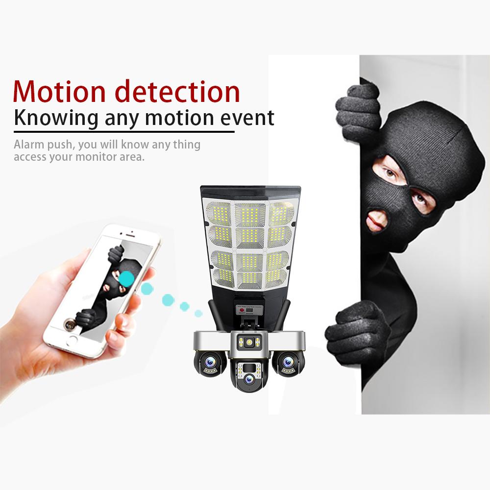 New Solar Street Light & Security Camera – Automatic Power, Smart Lighting, Three-Lens 4G WiFi Camera